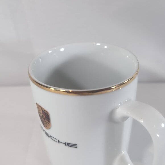 Porsche Germany Mug Monogram Logo White Gold Coffee Ceramic Luxury Car Trim - Picture 9 of 14
